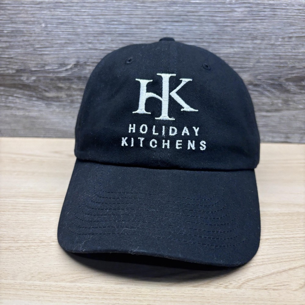 Holiday Kitchens Hat Cap Strap Back Black Embroidered Promo Advertising Mens